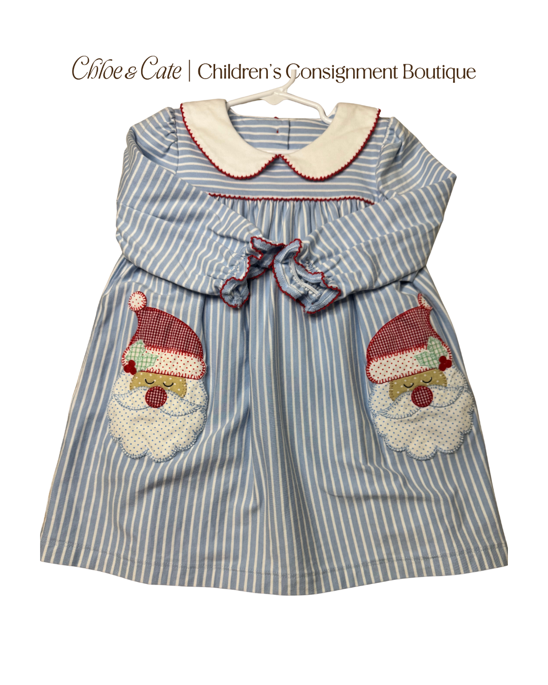 Girls Shrimp and Grits Dress with Santa Pockets - Size 3T