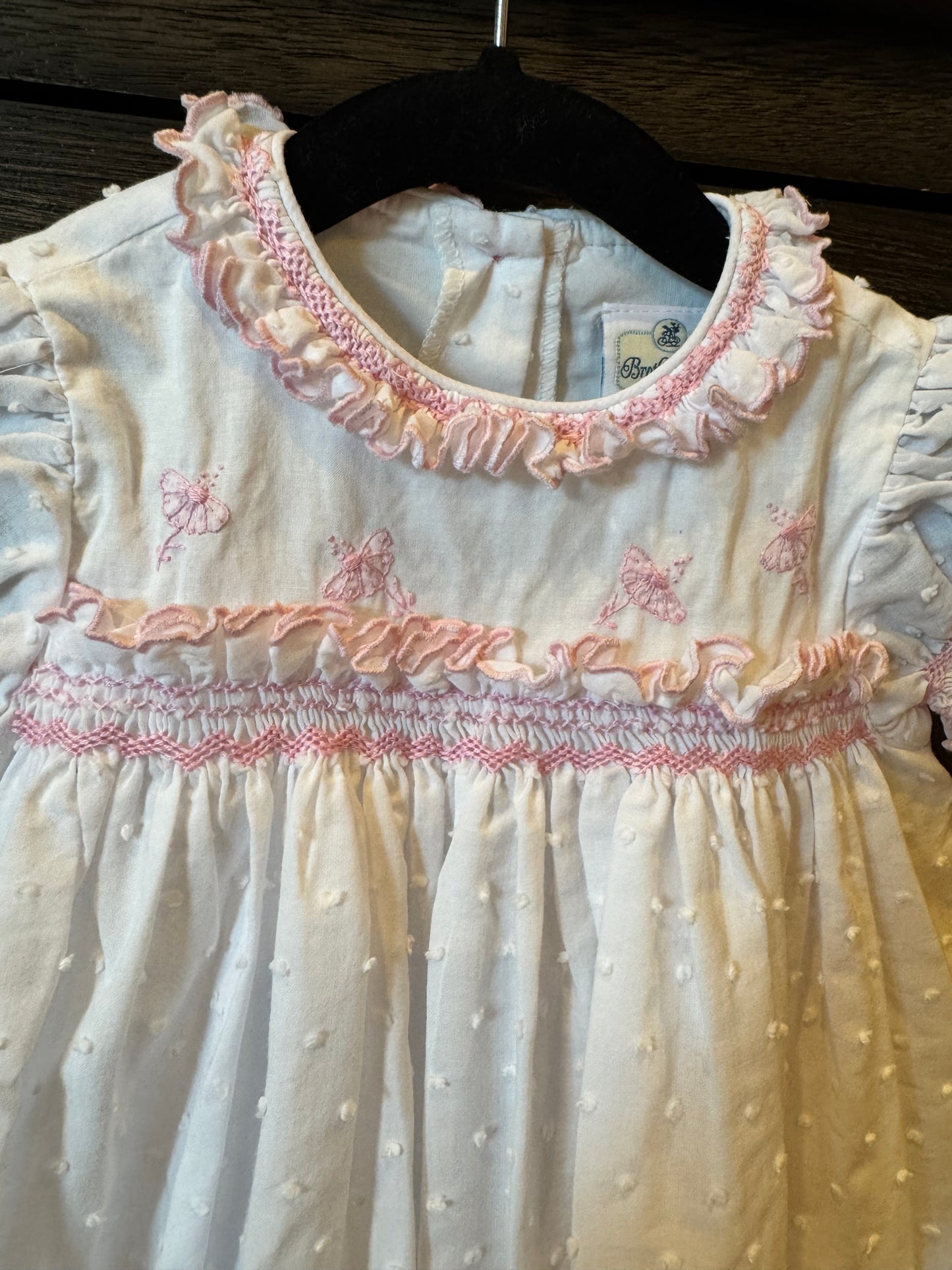 Brother and Sissy Dress Pink Ballerina Smocking Size 12M