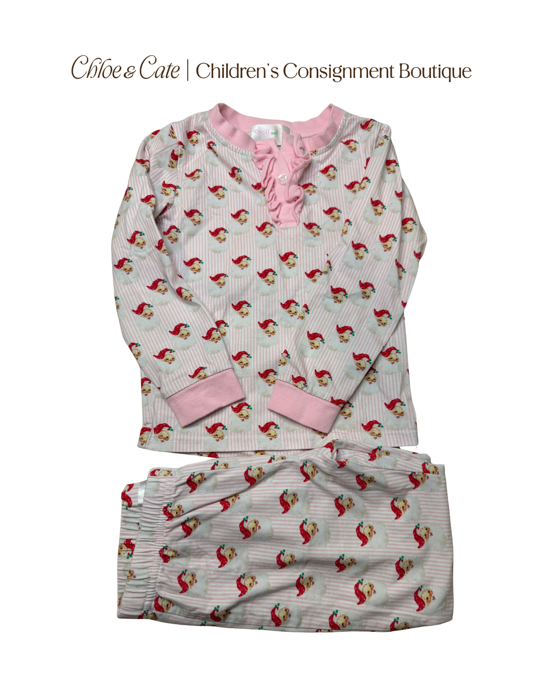 Girls Cecil and Lou Vintage Pink Sanata Pjs 4T