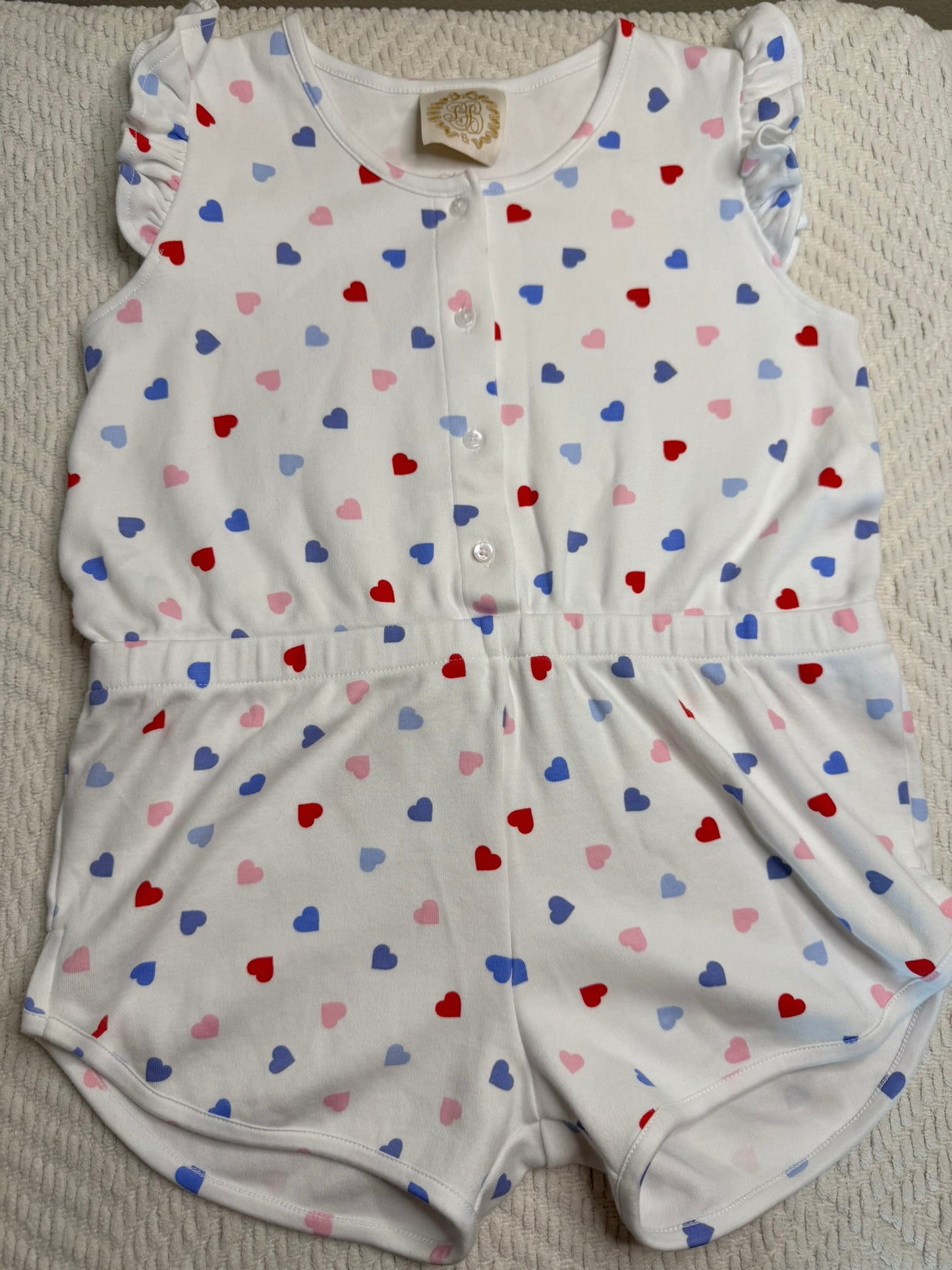 Girls The Beaufort Bonnet Co Marion Rose Romper Happy Hearts Size 8