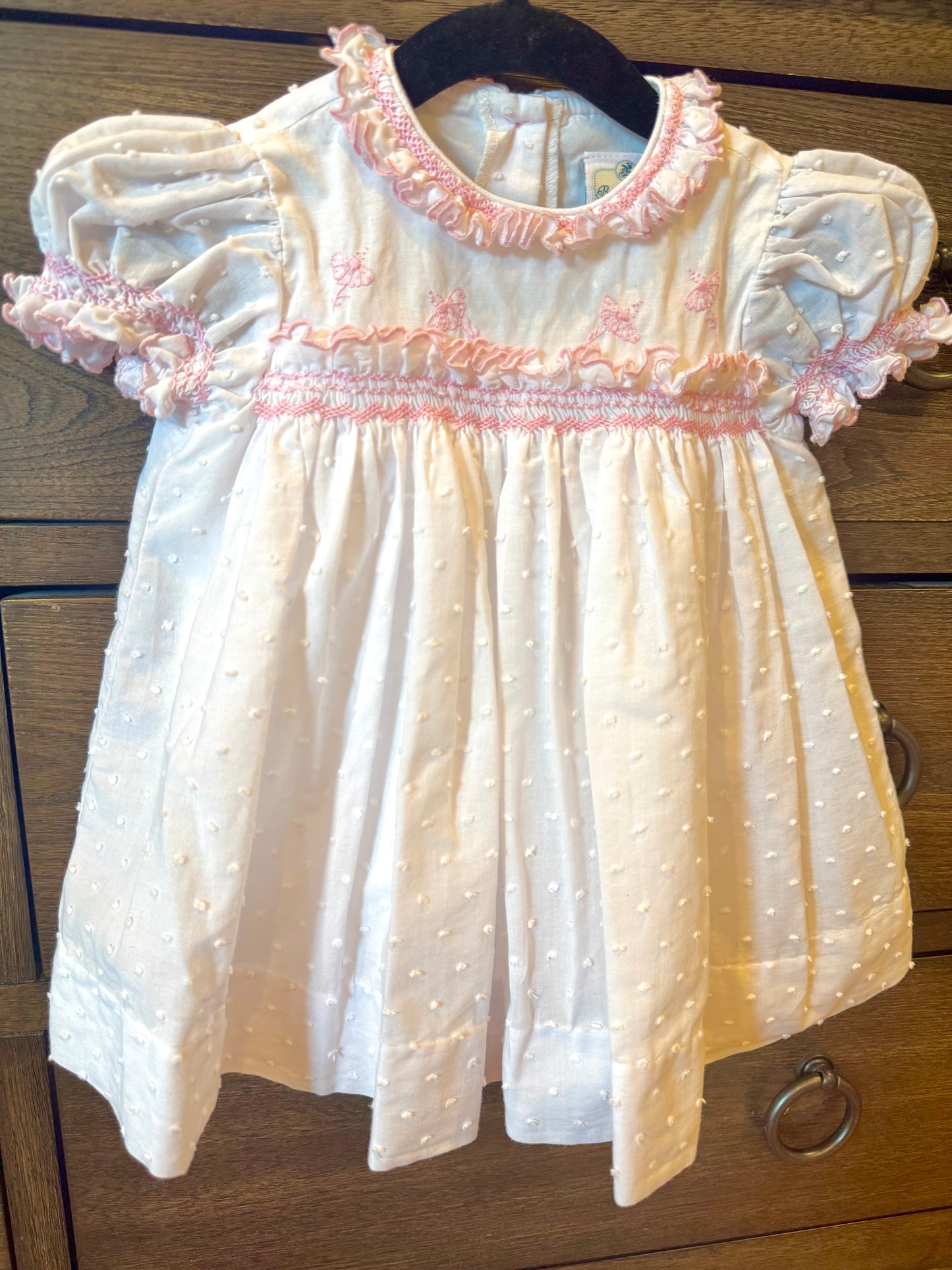 Brother and Sissy Dress Pink Ballerina Smocking Size 12M