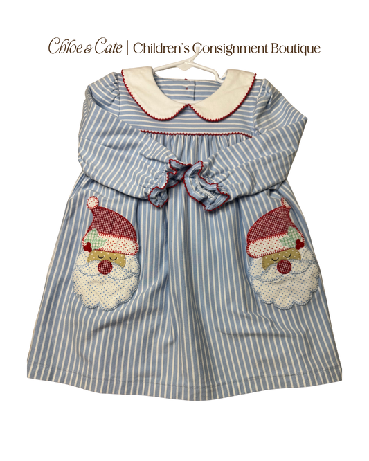 Girls Shrimp and Grits Dress with Santa Pockets - Size 3T
