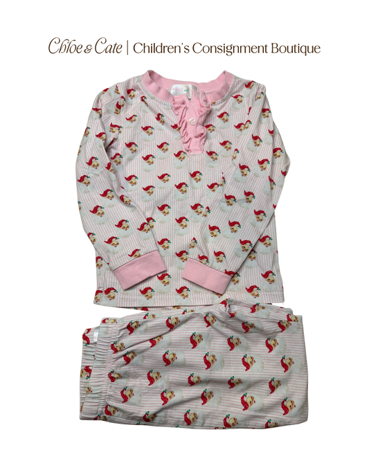 Girls Cecil and Lou Vintage Pink Sanata Pjs 4T