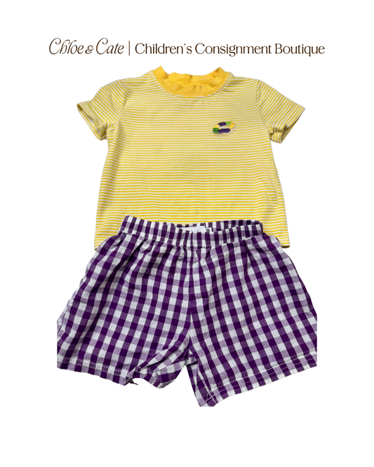 Boys Mardi Gras Tee and Shorts Set 12 Months