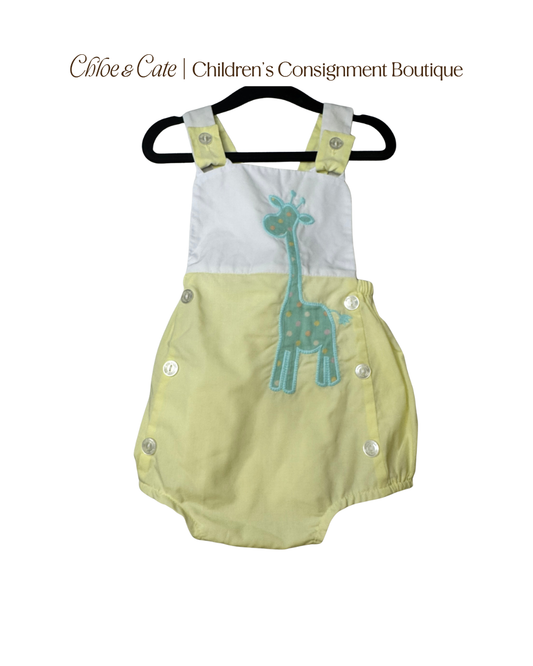 Boys Little English Giraffe Sunsuit Size 12m