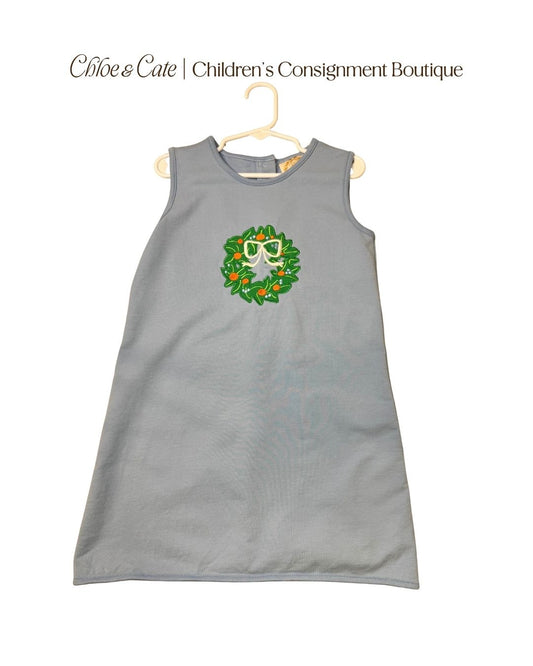 Girls The Beaufort Bonnet Company Annie Apron Dress Barrington Blue Wreath Size 6