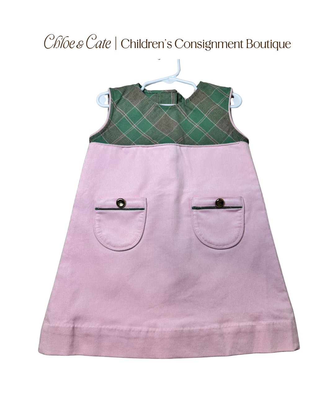 Girls The Beaufort Bonnet Co Jill Jumper - Corduroy Palm Beach Pink / Mirador Place Plaid Size 4T