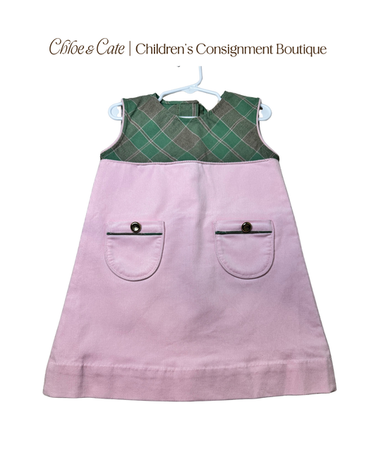 Girls The Beaufort Bonnet Co Jill Jumper - Corduroy Palm Beach Pink / Mirador Place Plaid Size 4T