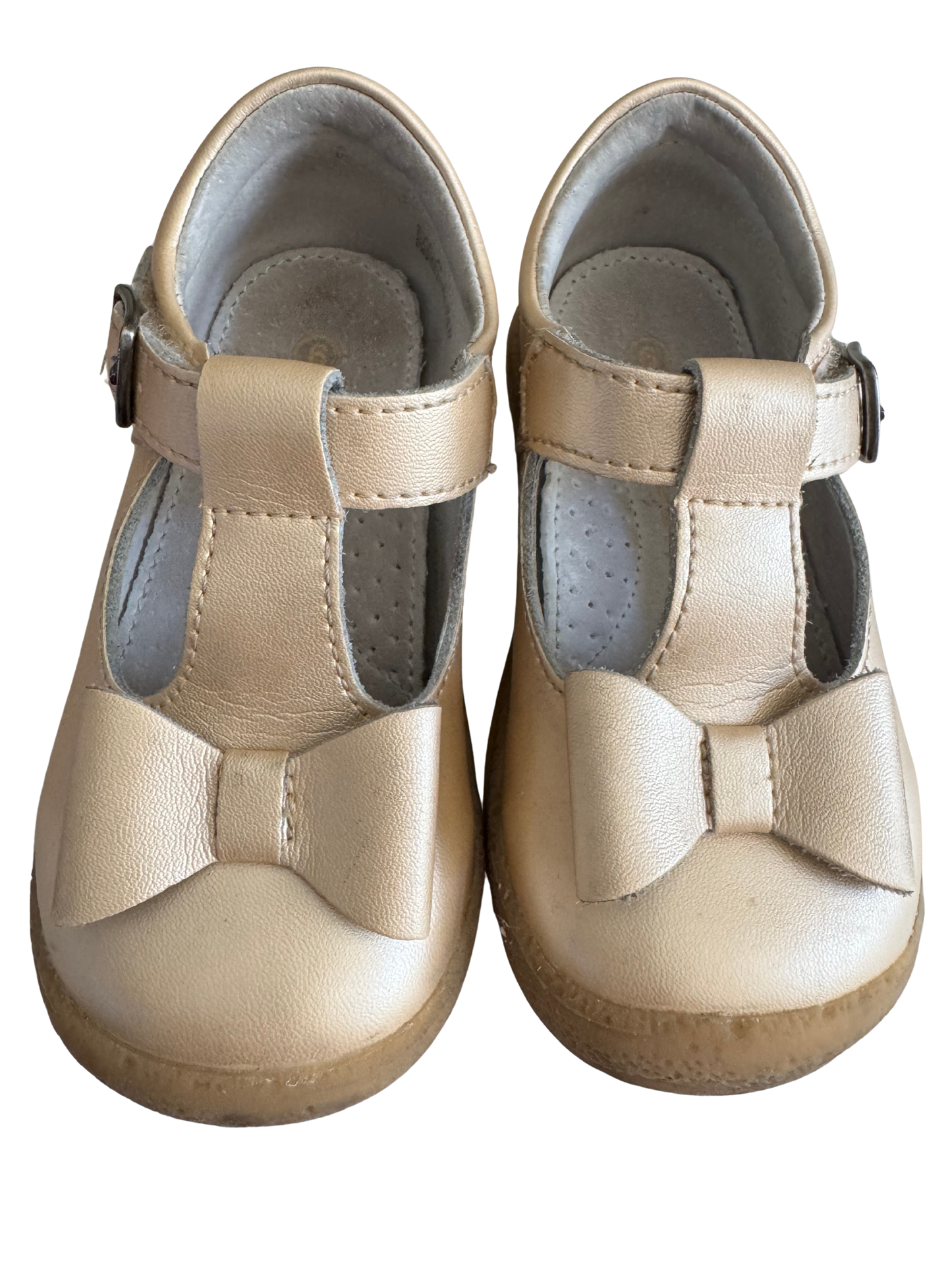 L'AMOUR  Emma Shimmer Bow T-Strap Mary Jane, Champagne Size 6