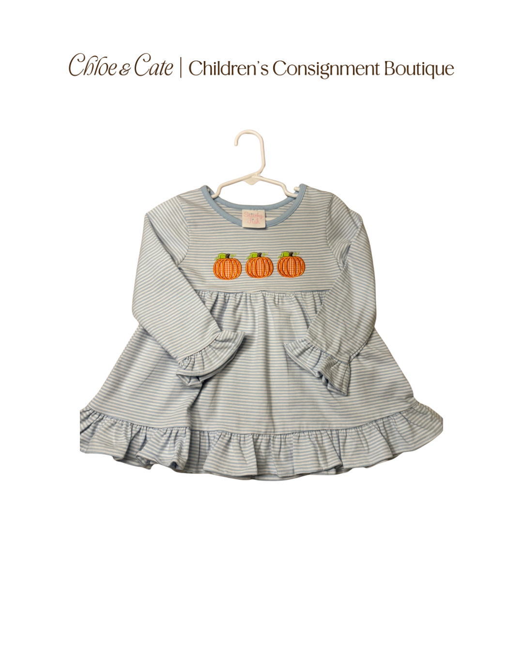 Girls Stitchy Fish Pumpkin Dress 3T