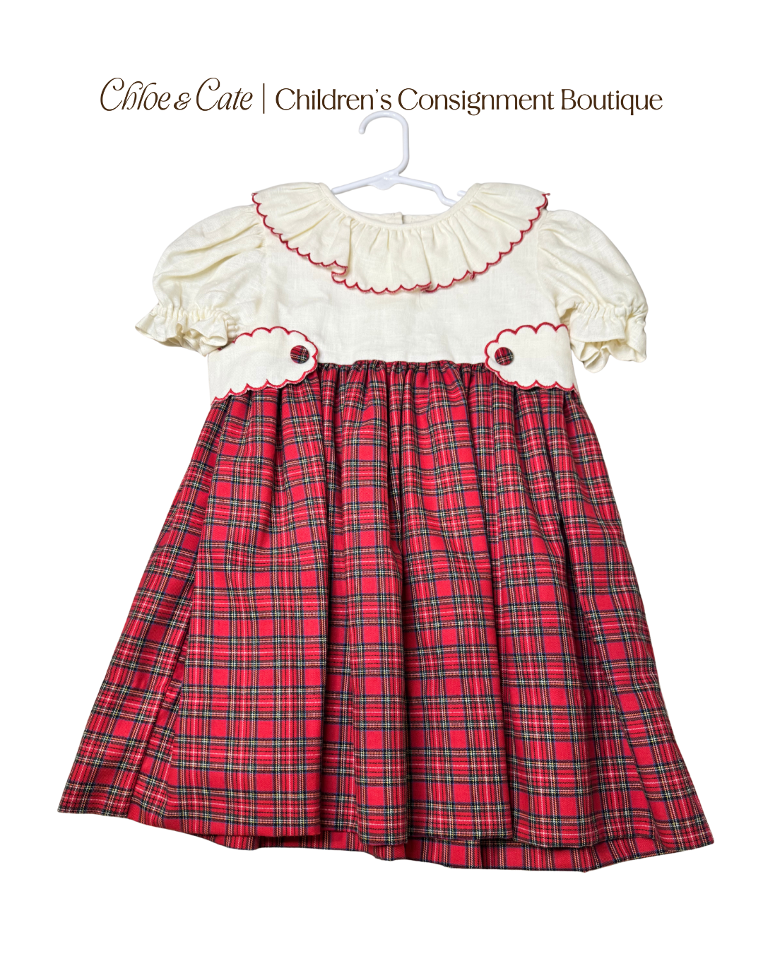 Girls Red Beans Christmas Plaid Dress Size 5
