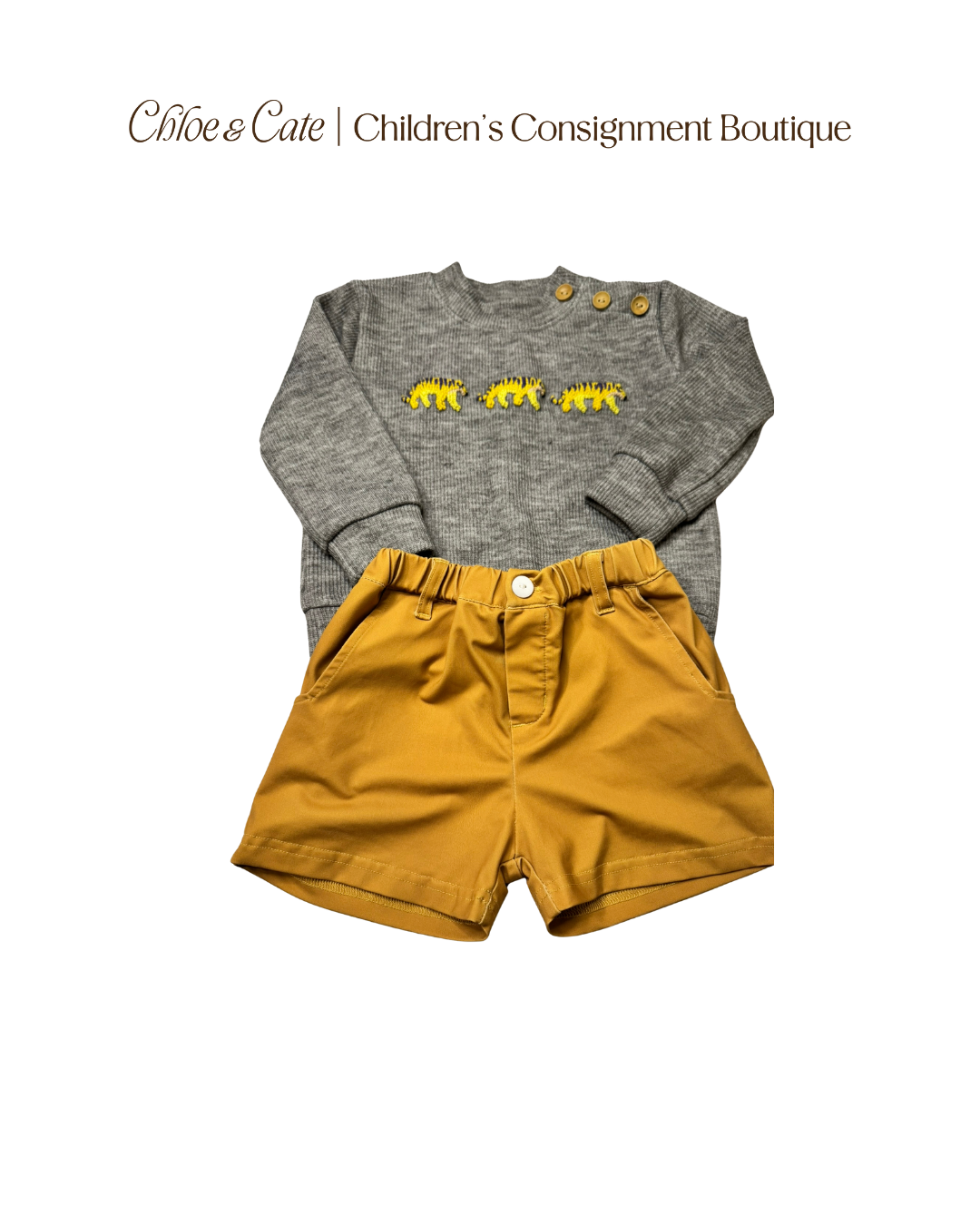 Boys Southern Taters Tiger Sweater and Shorts Set 2T