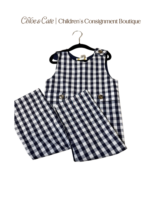 Boys The Beaufort Bonnet Company Lawson Longall in Nantucket Navy Chatham Check 2T