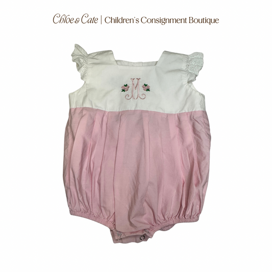 Girls M Monogramed Bubble 12 Months