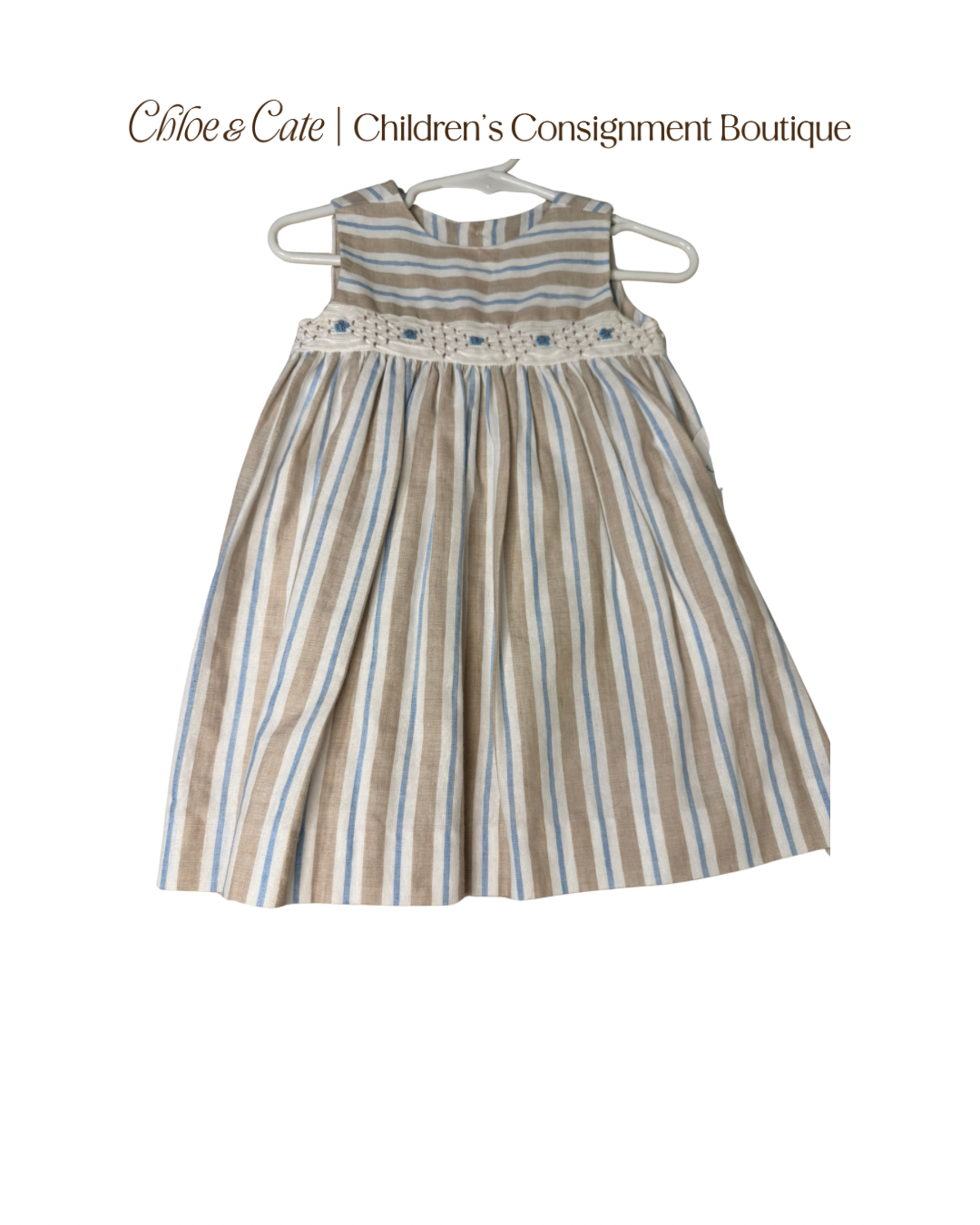 Girls Luli & Me Stripes Embroidered Dress - Size 12m New With Tags