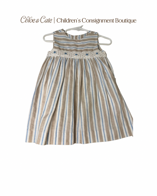 Girls Luli & Me Stripes Embroidered Dress - Size 12m New With Tags