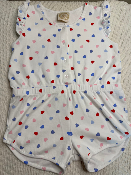 Girls The Beaufort Bonnet Co Marion Rose Romper Happy Hearts Size 8