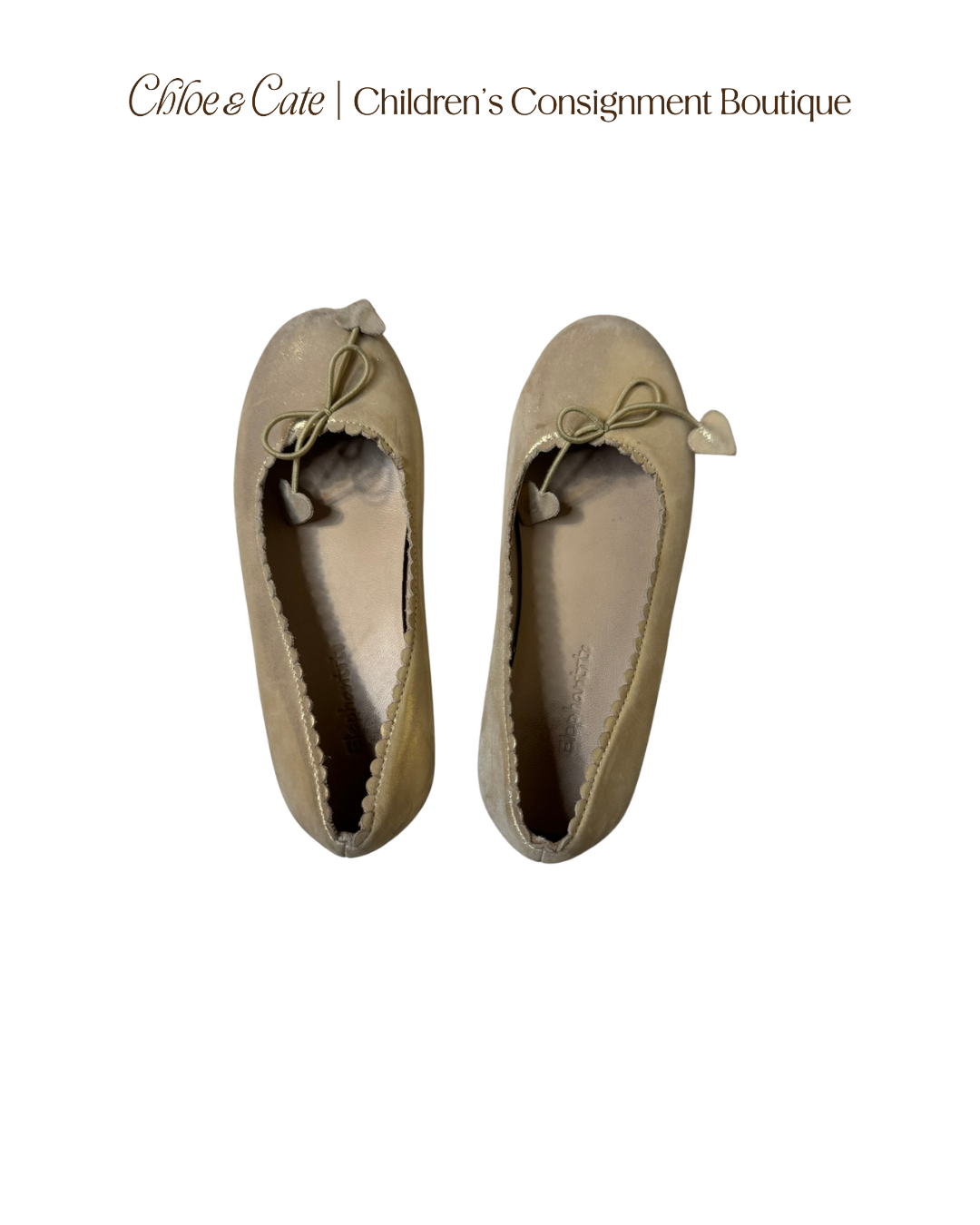 Girls Elephantito Gold Flat Shoes Size 13